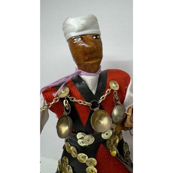 3 Vintage Moroccan Folk Art Doll, Handmade Leather Moroccan Doll- Beautiful-‎ - Picture 8 of 16
